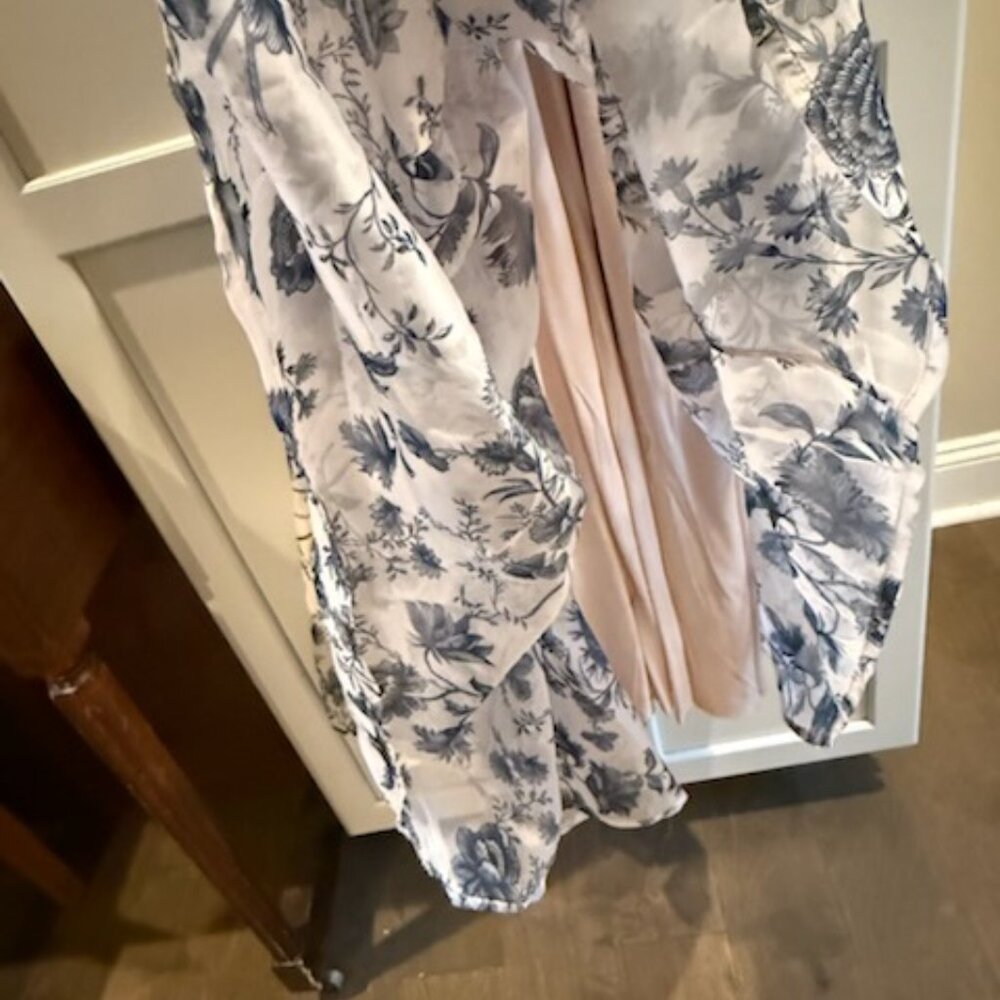 Anthropologie Navy and Cream Floral Midi Dress - Picture 5 of 11